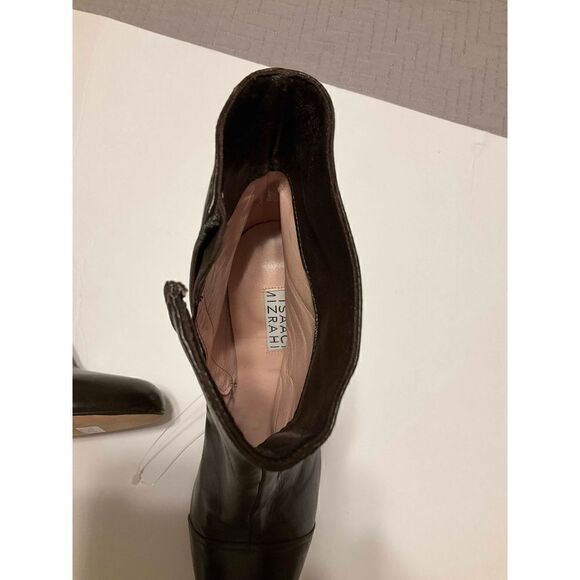 Isaac Mizrahi Zip up Spike Heel Black Leather Booties, 9.5 - Picture 9 of 10